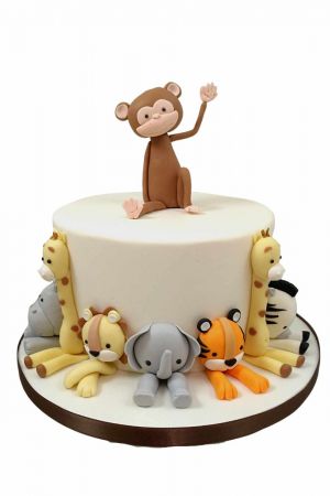 Cute jungle animal birthday cake