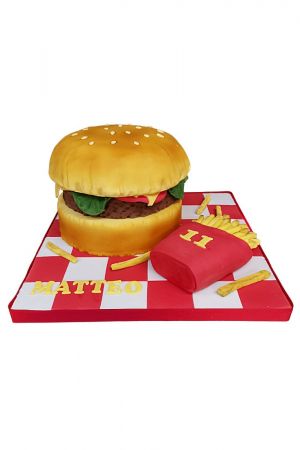 Hamburger and chips cake