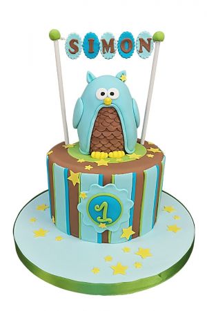 Gâteau anniversaire chouette bleu