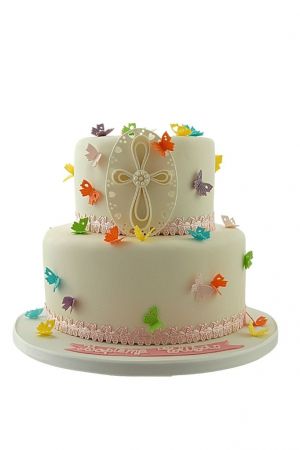 Cross and Butterflies communion cake