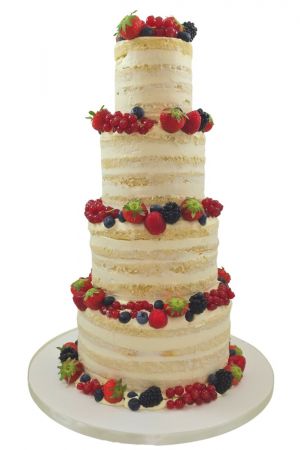 Naked cake met rood fruit