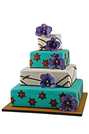 Vanda Orchids modern wedding cake