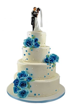 Gâteau mariage fleurs bleues