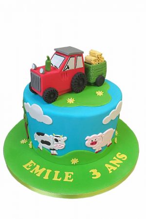 Farm Tractor in a Strawberry Field - Decorated Cake by - CakesDecor