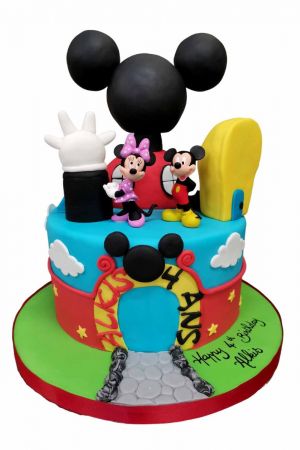 Mickey Amp Minnie Birthday Cake Twins My First Fondant Cake Design -  CakeCentral.com