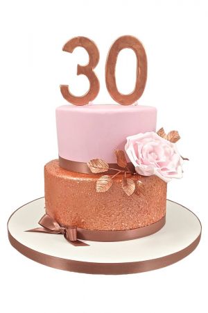 30th rose gold cake
