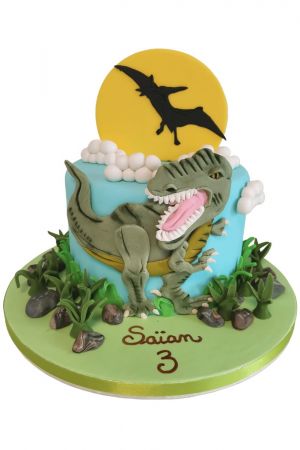 T-rex dinosaur birthday cake