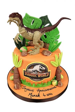 Jurassic World dinosaurussen taart