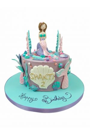 Mermaid and sea birthday cake