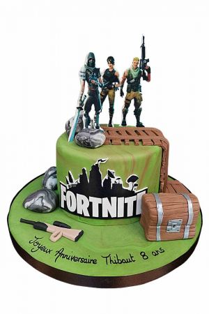 Fortnite themed birthday cake