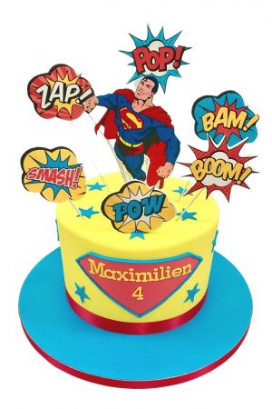 Superhero Birthday Cake with Batman & Superman