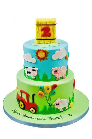 Barnyard Sheet Cake with Piped Animals, Barn, and Tractor — Trefzger's  Bakery