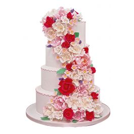 Wedding Cake Cascade de fleurs Roses