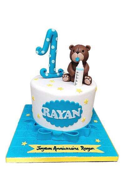 Commandez le 1er gâteau d'anniversaire de bébé en ligne, personnalisé avec  un nounours