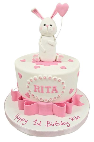 Commandez un adorable gâteau d'anniversaire petit lapin pour l'anniversaire  de votre bébé, personnalisé avec son prénom