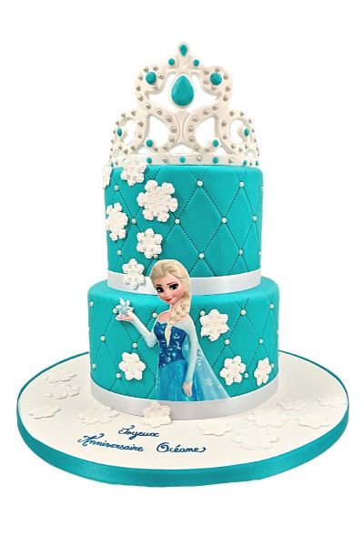 Elsa Fondant Birthday Cake in Three Tiers - Opulence Bakery