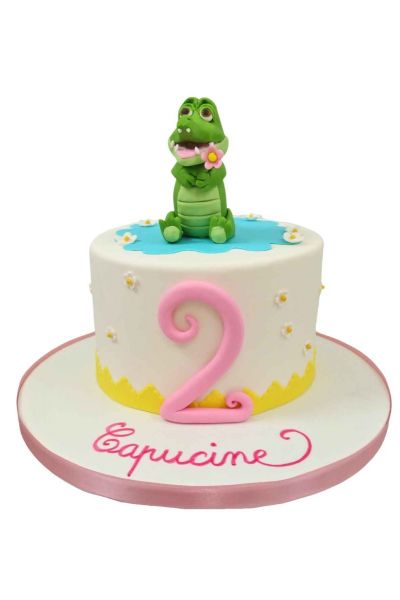 Happy Crocodile with Birthday Cake