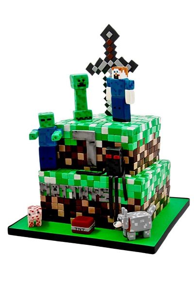Gâteau d'anniversaire thème Minecraft, version très très luxe