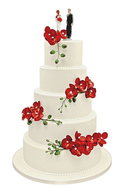 Fleurs comestibles pour gâteau de mariage. Hauts de forme comestibles de  gâteau de bouquet rouge et blanc. Hauts de forme comestibles de décorations  de gâteau de mariage. -  Canada